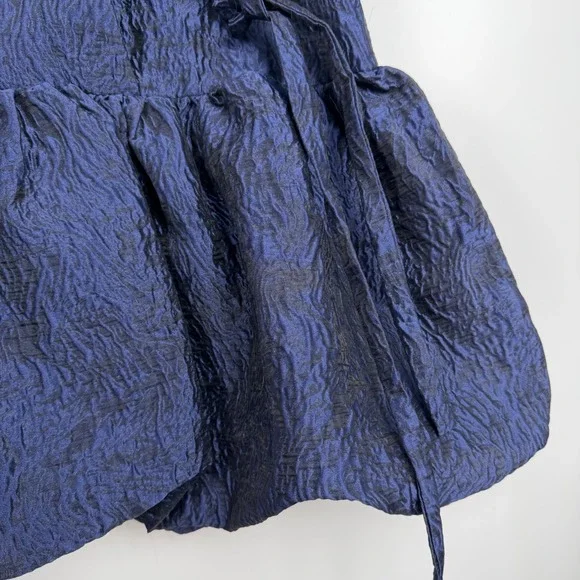 Moon River Women's Navy Blue Puff Sleeve Bubble Hem Mini Dress XS Romantic Chic - Picture 3 of 9